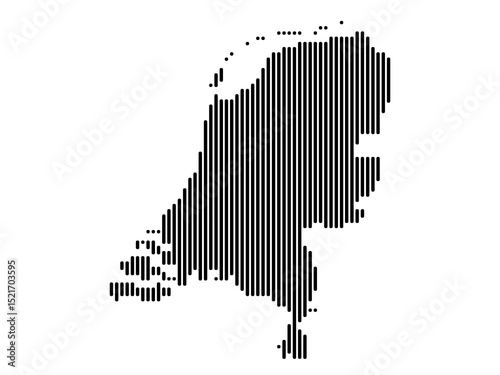 Vertical Lines Vector Map of Netherlands Medium