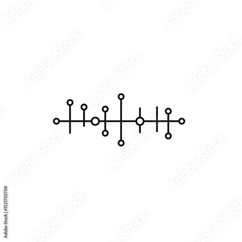 Timeline Icon Black Line Art Horizontal Line Outline Showcasing Vertical Markers For Project Planning Or Roadmap Symbol