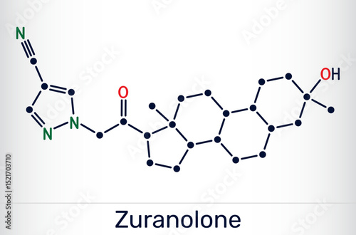 Zuranolone molecule. Neuroactive steroid used in the treatment of postpartum depression