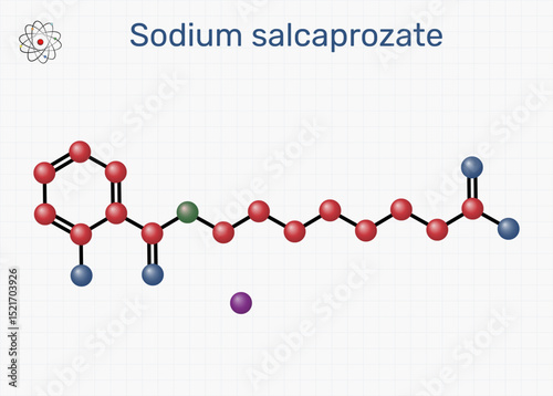 Sodium salcaprozate, SNAC molecule. Absorption enhancer for oral peptide drug delivery. Sheet of paper in a cage