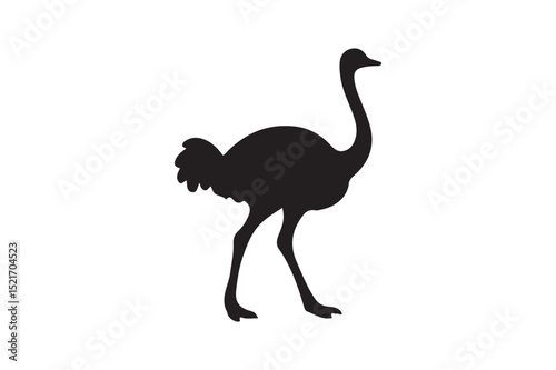 Ostrich icon silhouette on white background.
