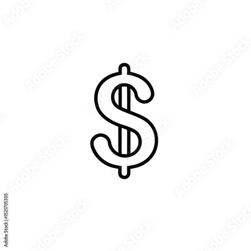 Dollar icon Black line art vector.