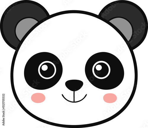 panda head icon clipart vector on transparent background
