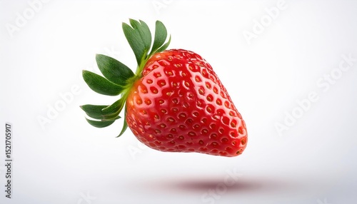 Fresh Strawberries in Mid-Air – Close-Up on White Background