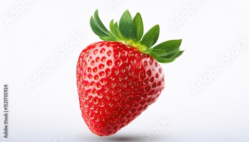 Fresh Strawberries in Mid-Air – Close-Up on White Background