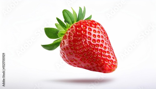 Fresh Strawberries in Mid-Air – Close-Up on White Background