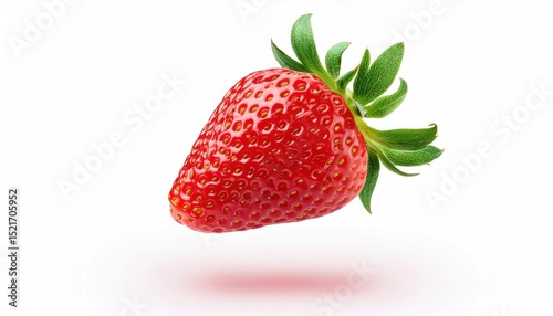 Fresh Strawberries in Mid-Air – Close-Up on White Background