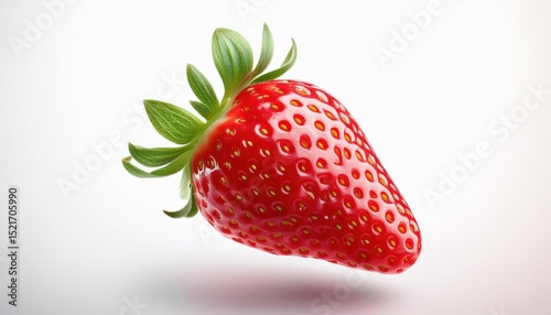 Fresh Strawberries in Mid-Air – Close-Up on White Background