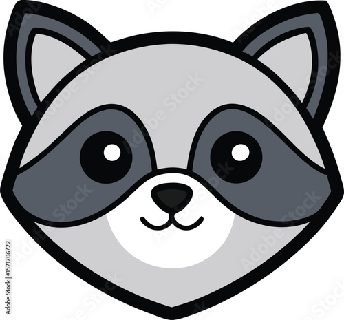 raccoon head icon clipart vector on transparent background
