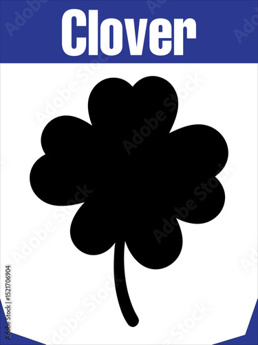 Elegant Four Leaf Clover Silhouette Vector Illustration