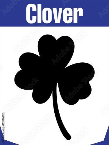 Elegant Four Leaf Clover Silhouette Vector Illustration