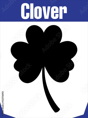 Elegant Four Leaf Clover Silhouette Vector Illustration