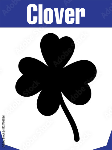 Elegant Four Leaf Clover Silhouette Vector Illustration