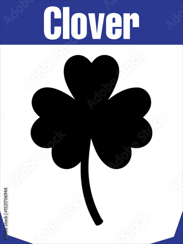Elegant Four Leaf Clover Silhouette Vector Illustration