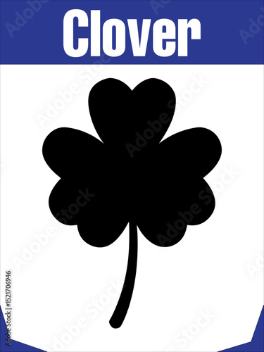Elegant Four Leaf Clover Silhouette Vector Illustration