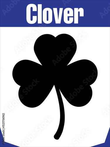 Elegant Four Leaf Clover Silhouette Vector Illustration