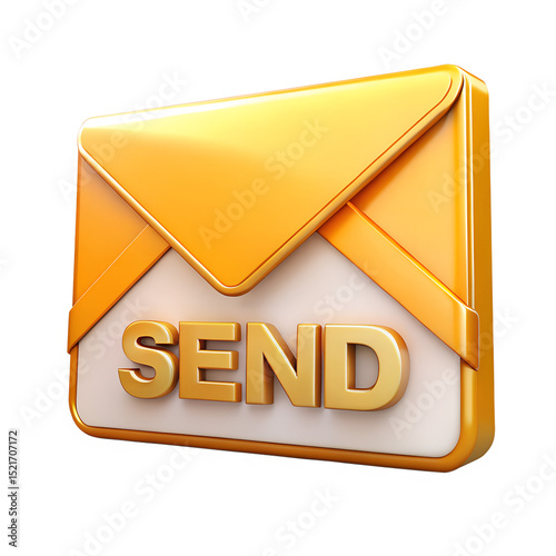 3D Send Email  Icon isolated on transparent background