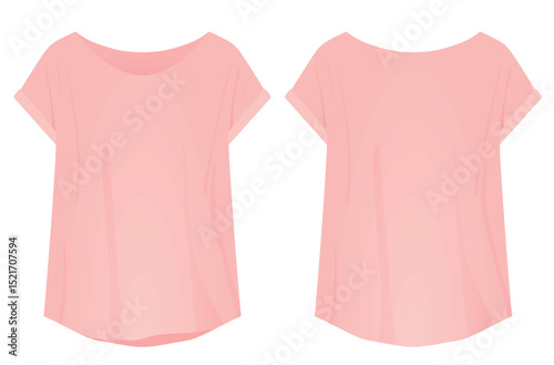 Pink women t shirt. front and back view. vector illustration	