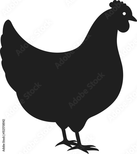 Black chicken silhouette a domestic fowl commonly found on farms