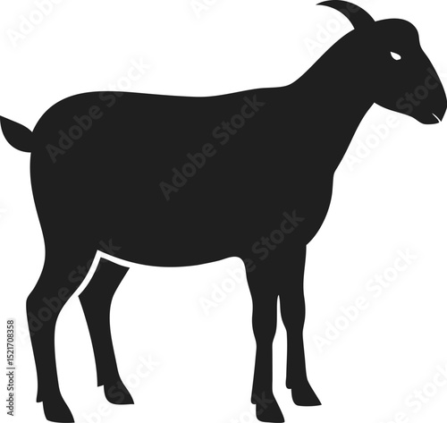 Black goat silhouette representing a common farm animal with small horns