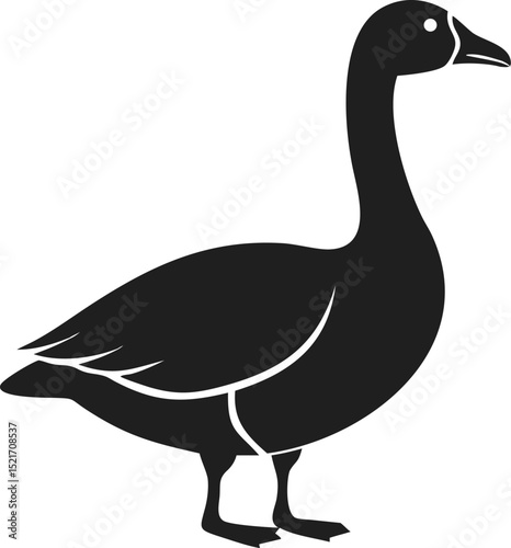 Black goose silhouette depicting a common waterfowl bird with a long neck