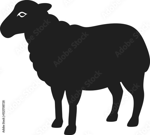Black sheep silhouette depicting a woolly farm animal in profile