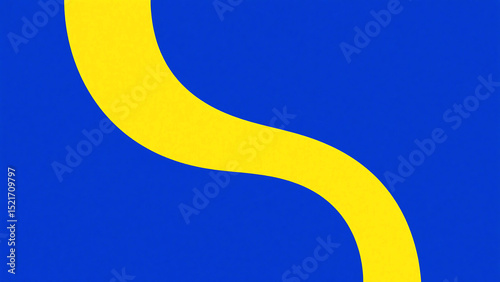 Minimalist Split Design with Bold Blue and Bright Yellow Separated by Smooth Curved Line