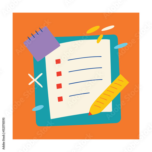Sketchbook Layout of Paper Notes with Tape Strips