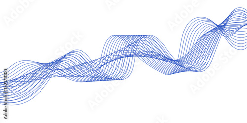 Abstract blue background with a glowing abstract waves. Abstract wave element for design. Digital frequency track equalizer, Futuristic background design. Long exposure, Light painting photography.