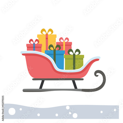 Santa's sleigh filled with colorful christmas presents