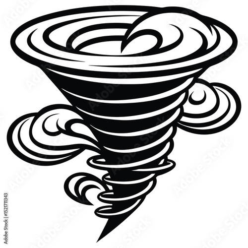 Tornado line icon. Spiral whirlwind and hurricane with speed whirl and funnel, danger wind symbol of storm weather 