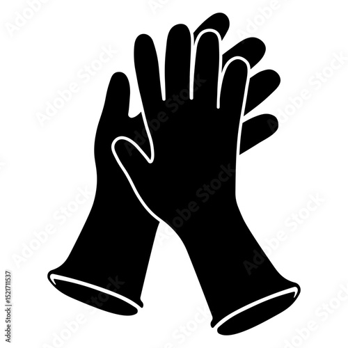 Black and white icon showing that protective gloves must be used. Simple symbol without background.