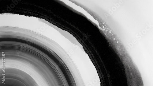 Abstract black and white circular pattern with smooth gradients and brush strokes showcasing artistic creativity