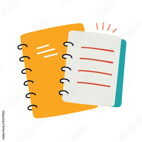 Spiral Bound Note Page with Hand Drawn Decor