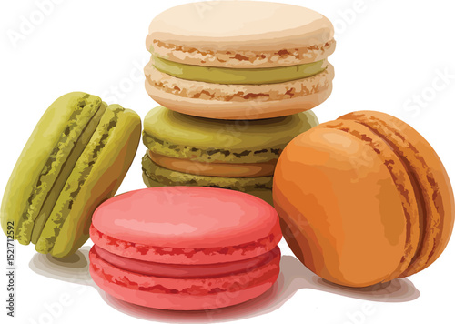 colorful macaroons isolated on white