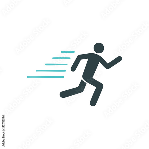 Fast running man icon speed motion graphic design