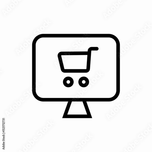 Online store computer shopping icon vector sign