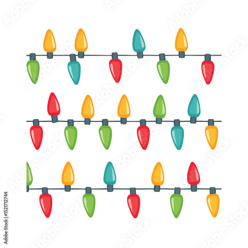Festive colorful christmas string lights holiday decor