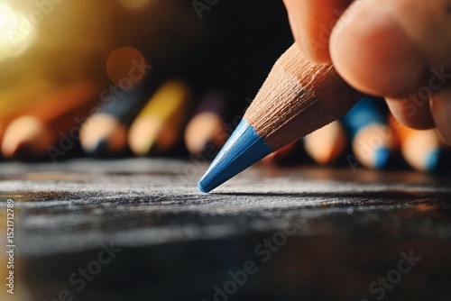 Colorful Pencil Creation in an Artistic Workspace During Daytime Hours
