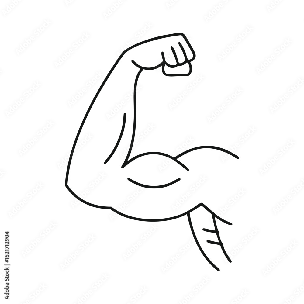 Fototapeta premium Flexed bicep muscle line art strong arm power