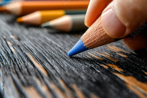 Colorful Pencil Creation in an Artistic Workspace During Daytime Hours.