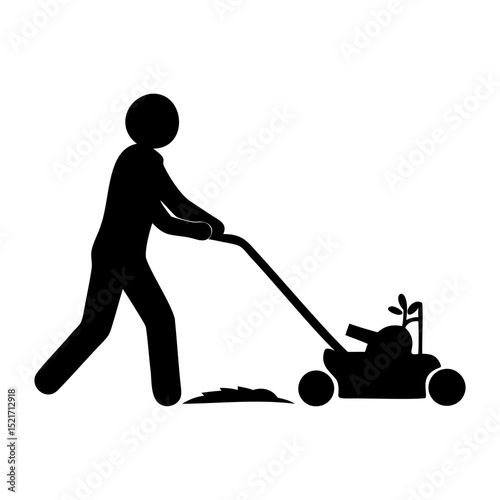 Lawn Mowing A Simple Illustration of Yard Work and Spring Cleaning