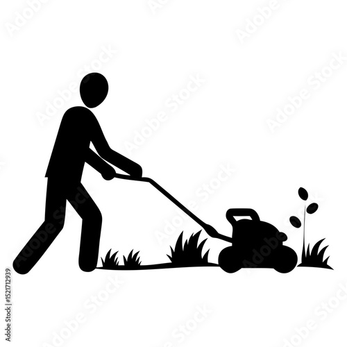 Lawn Mowing A Simple Illustration of Yard Work and Spring Cleaning