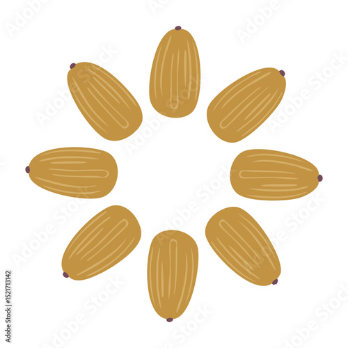 Golden almonds arranged in a circular pattern