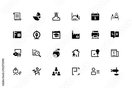 financial growth icon set. Vector glyph pictograms of black silhouette illustration