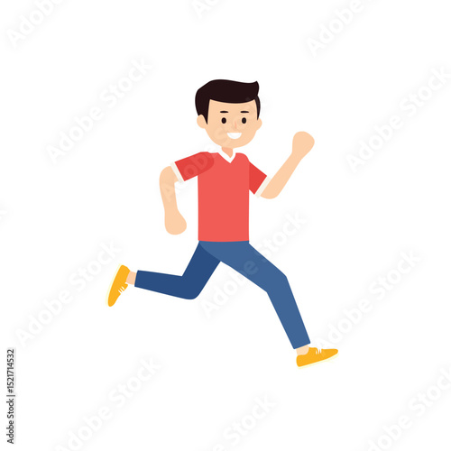 Happy young man jogging outdoors active lifestyle