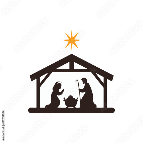 Holy family nativity scene simple silhouette design
