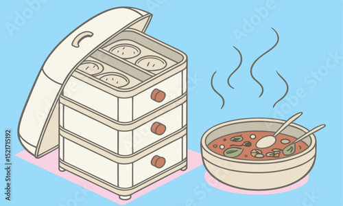 Illustration of a pizza in a box.