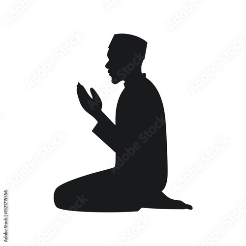 Muslim man praying silhouette islamic faith religion