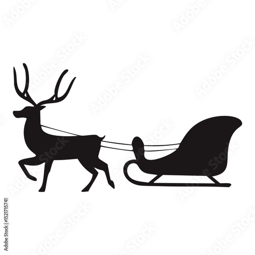 Reindeer pulling santa's sleigh silhouette christmas design